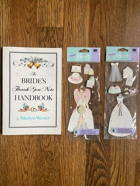 Bride Thank-You Handbook + Wedding Dress Sticker Sets - White, Pink, Gold